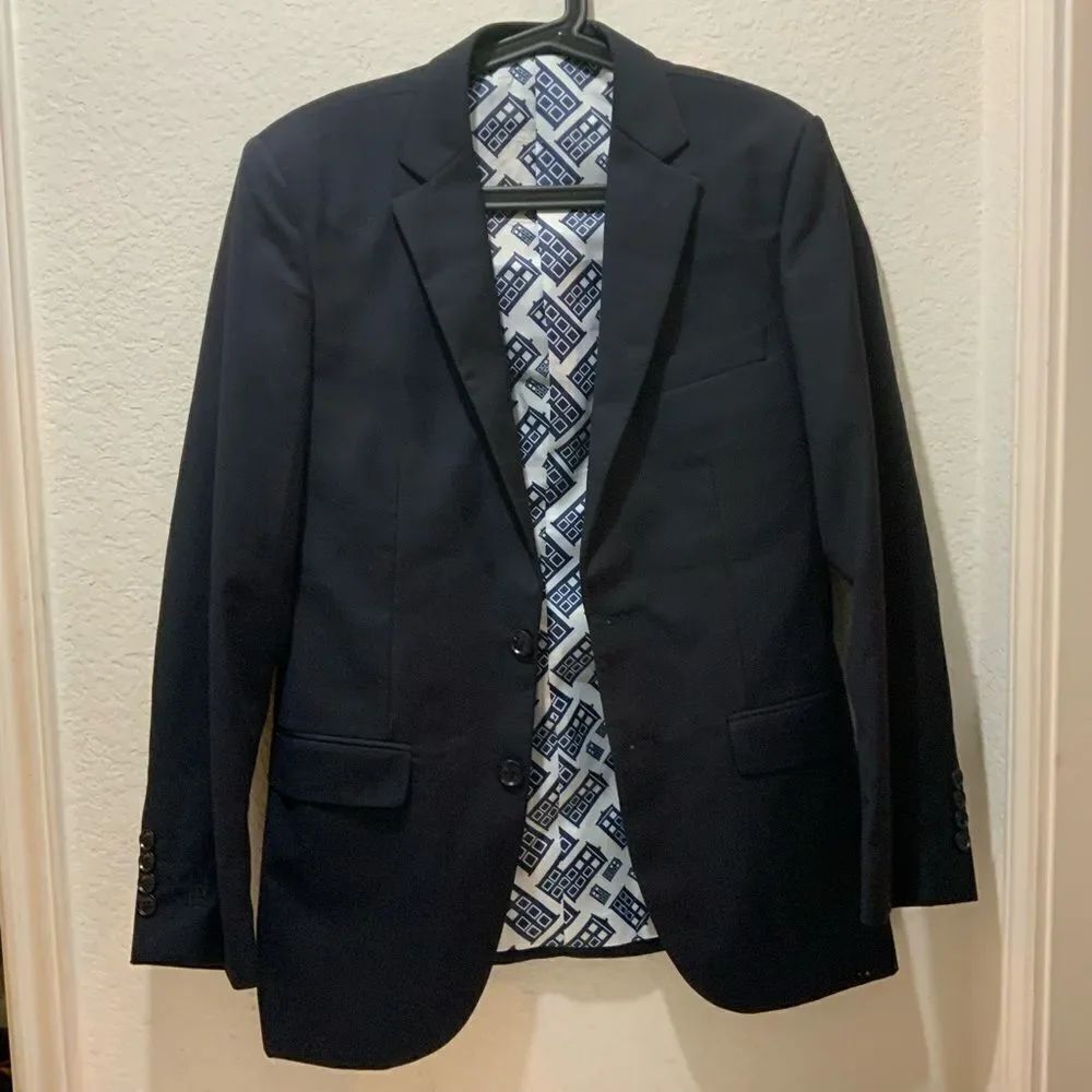 Doctor Who BBC black Blue Jacket Coat size 36 Blazer Costume polyester viscose
